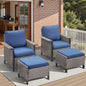 4-Piece Outdoor Patio Set: 2 Patio Chairs with Ottomans, WNG Series