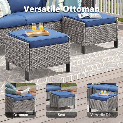 4-Piece Outdoor Patio Set: 2 Patio Chairs with Ottomans, WNG Series