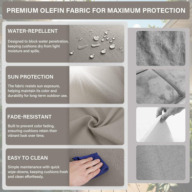 Outdoor Furniture Cushions with Removable Covers - Set of 6 (3 Seat & 3 Back) 22x24x4 Inch Patio Pillows - Belord