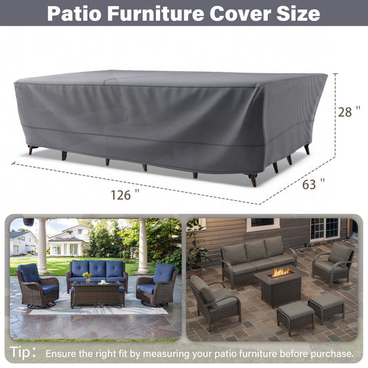 Patio Furniture Covers, 126 Inch L x 63 Inch W x 28 Inch H