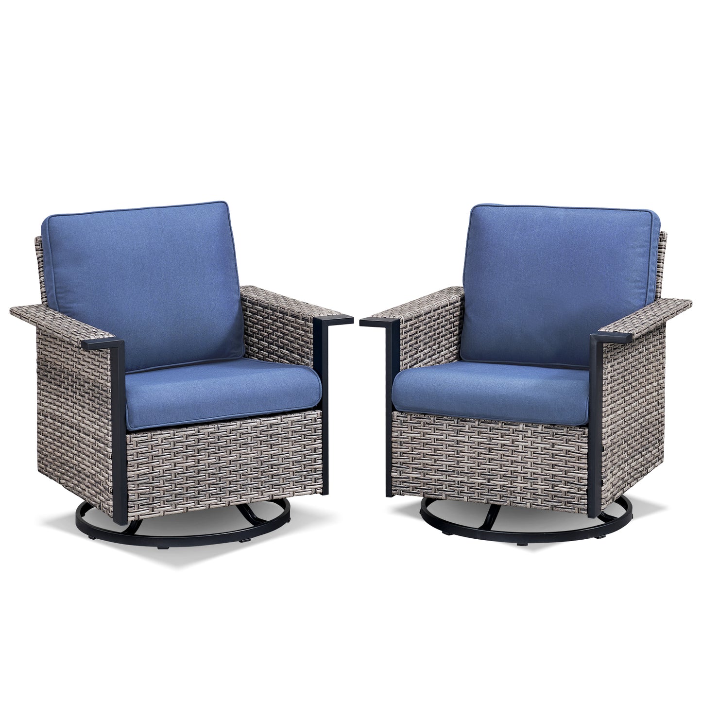 Patio Wicker Swivel Chairs Set Of 2, WNG Series