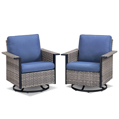 Patio Wicker Swivel Chairs Set Of 2, WNG Series