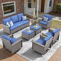8-Piece Wicker Patio Set: All-Weather 3-Seater Sofa with 4 Swivel Rocker Chairs & 2 Ottomans & Rattan Side Table, WNG Series