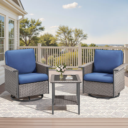 Outdoor Bistro Set for Patio — 3-Piece with 360° Swivel Aluminum Chairs & Table, WNG Series