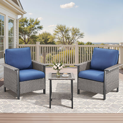 3-Piece Set: Patio Wicker Chairs with Side Table, WNG Series