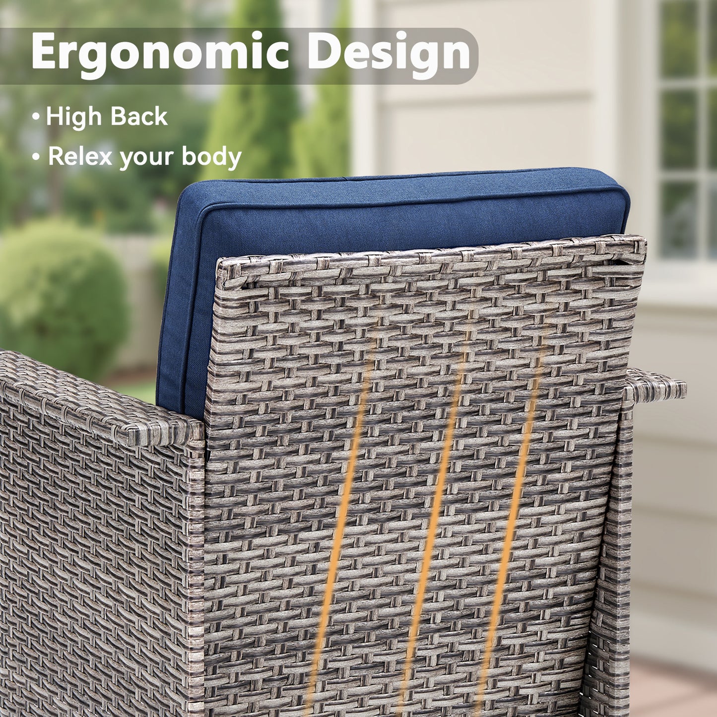 WNG Series: 7-Piece All-Weather Patio Set — 3-Seater Wicker Sofa with 7 Seating Pieces (4 Chairs & 2 Ottomans), WNG Series