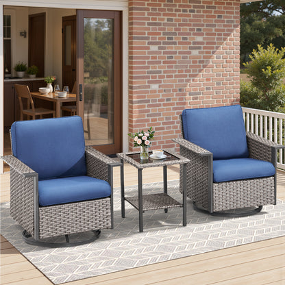 Outdoor Bistro Set for Patio — 3-Piece with 360° Swivel Aluminum Chairs & Table, WNG Series