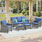 Patio Conversation Patio Set (6-Piece) — All-Weather Rattan Furniture with 3-Seater Sofa & Patio Chairs, WNG Series