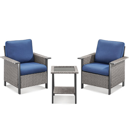 3-Piece Set: Patio Wicker Chairs with Side Table, WNG Series