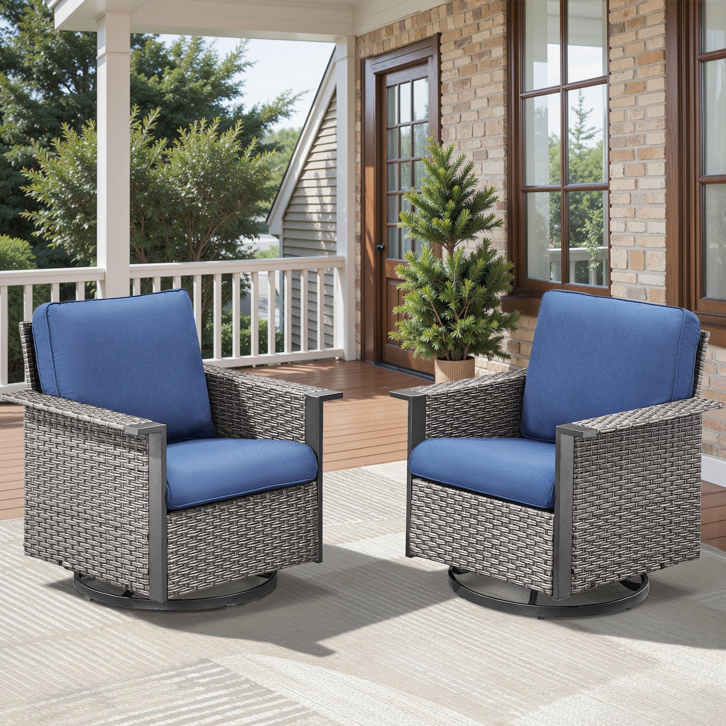 Patio Wicker Swivel Chairs Set Of 2, WNG Series