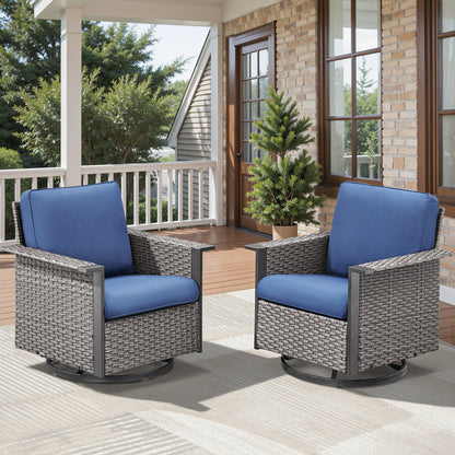 Patio Wicker Swivel Chairs Set Of 2, WNG Series