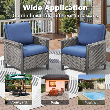 5-Piece All-Weather PE Wicker Conversation Set — Includes 1 Sofa, 2 Patio Chairs & 2 Ottomans with Cushions, WNG Series