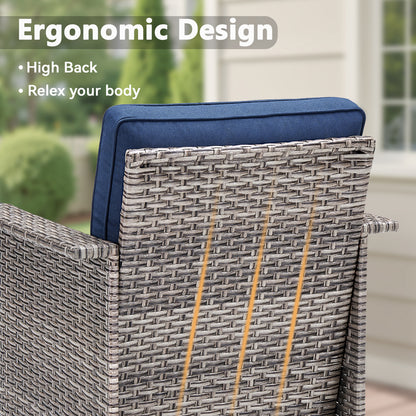 Outdoor Furniture Set for Patio & Poolside — 1 PE Wicker Sofa, 2 Swivel Glider Chairs & 2 Ottomans with Cushions, WNG Series