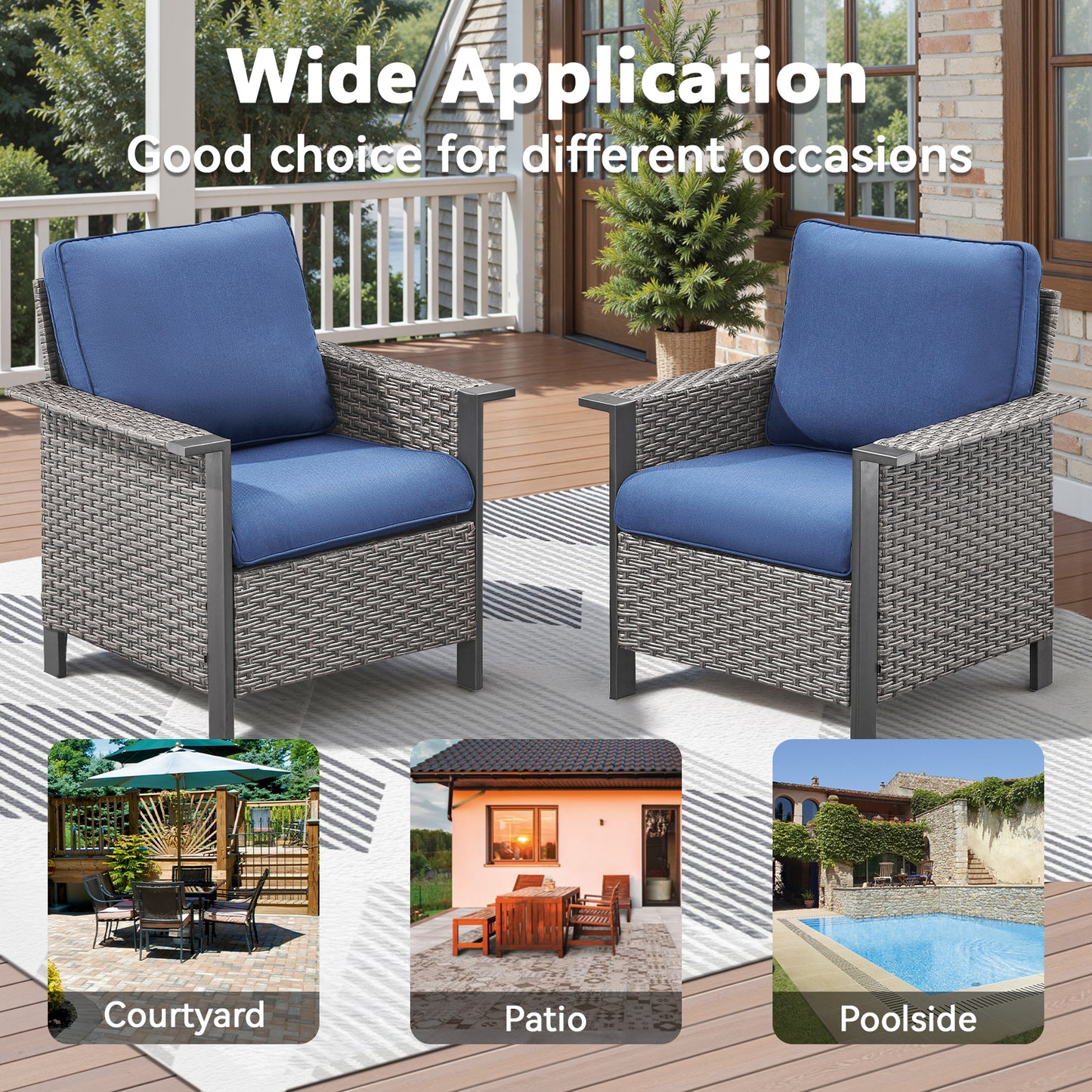 Patio Conversation Patio Set (6-Piece) — All-Weather Rattan Furniture with 3-Seater Sofa & Patio Chairs, WNG Series
