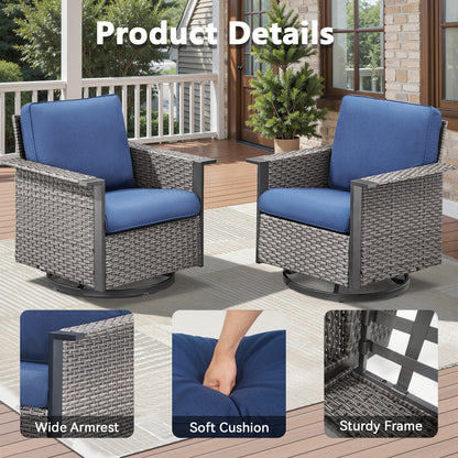 Outdoor Bistro Set for Patio — 3-Piece with 360° Swivel Aluminum Chairs & Table, WNG Series