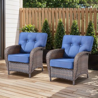 Pair of Belord 2-piece outdoor patio chairs with wide T-back design, part of the T Series patio conversation set.