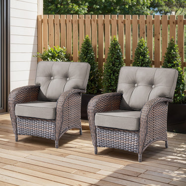HD image of two Belord outdoor patio chairs with wide T-back design from the T Series, perfect for conversation sets.