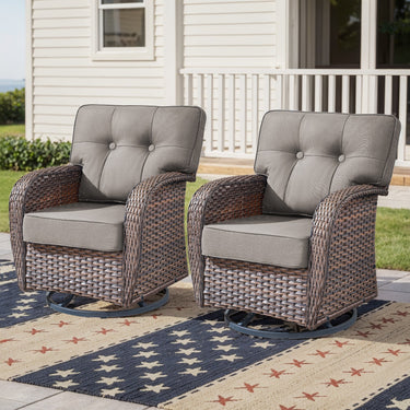 Belord 2-piece outdoor swivel patio chairs with wide T-back design, perfect for conversation sets in a stylish outdoor setting.