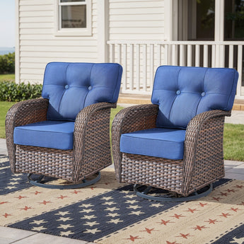 Belord 2-piece outdoor swivel patio chairs with wide T-back design, ideal for outdoor conversation sets.