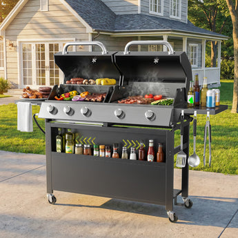 2-in-1 Outdoor Grill & Griddle – 5-Burner, 50,000 BTU, 634 sq.in.