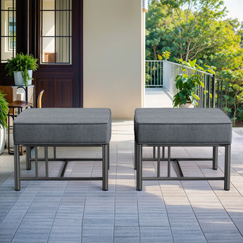 Belord BINGLI outdoor ottomans set of 2 with 300LB capacity and 5-inch cushions, ideal for patio or garden seating.