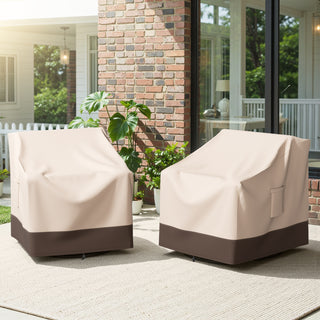 Belord patio furniture covers 2-pack, waterproof 600D material with mesh vents, fits 35.4-inch patio chairs, durable outdoor protection.