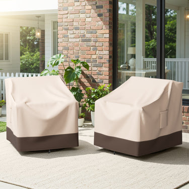 Belord patio furniture covers 2-pack, waterproof 600D material with mesh vents, fits 35.4-inch patio chairs, durable outdoor protection.