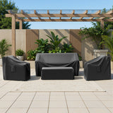 Belord 4-piece patio furniture cover set with waterproof 600D fabric, includes covers for sofa, chairs, and table, in a neutral color.