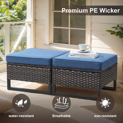 Patio Conversation Set 6-Piece with Sofa, Patio Chairs, Height-Adjustable Fire Pit Table, and Ottoman, GRS Series