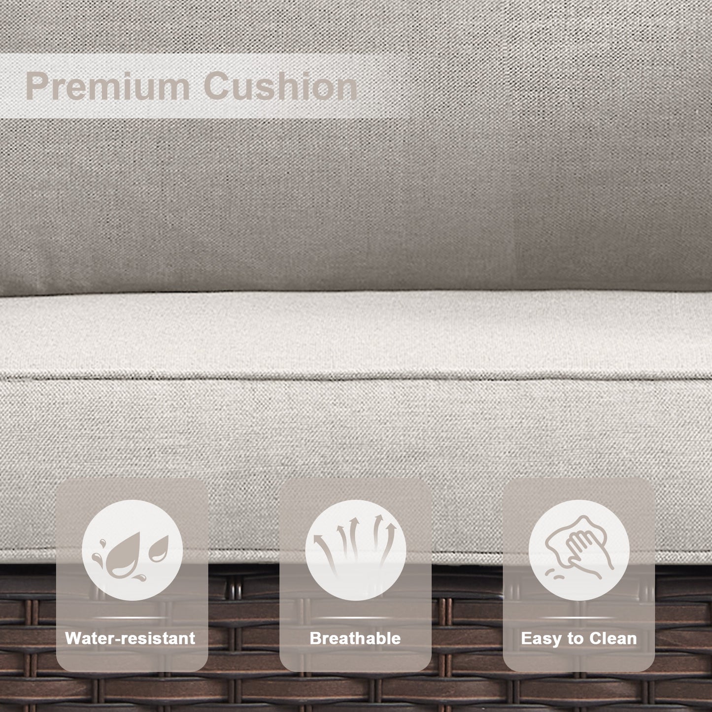 Patio Conversation Set 6-Piece with Sofa, Patio Chairs, Height-Adjustable Fire Pit Table, and Ottoman, GRS Series