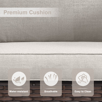 Patio Conversation Set 6-Piece with Sofa, Patio Chairs, Height-Adjustable Fire Pit Table, and Ottoman, GRS Series