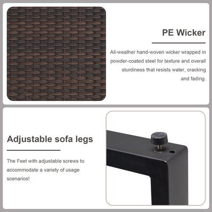 Patio Conversation Set 6-Piece with Sofa, Patio Chairs, Height-Adjustable Fire Pit Table, and Ottoman, GRS Series