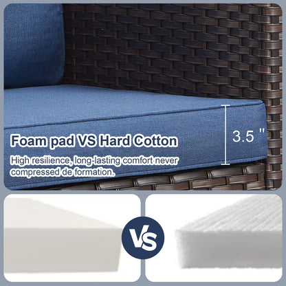 Patio Conversation Set 6-Piece with Sofa, Patio Chairs, Height-Adjustable Fire Pit Table, and Ottoman, GRS Series