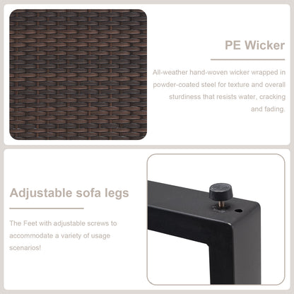 Patio Conversation Set 6-Piece with Sofa, Patio Chairs, Height-Adjustable Fire Pit Table, and Ottoman, GRS Series