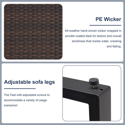 Patio Conversation Set 6-Piece with Sofa, Patio Chairs, Height-Adjustable Fire Pit Table, and Ottoman, GRS Series