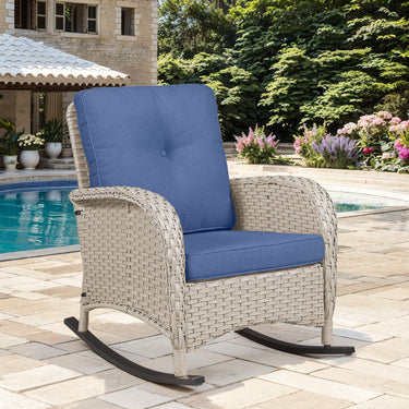 Patio Single PE Wicker Rocking Chair with Thick Cushions, NDS Series - Belord