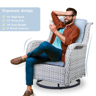 Outdoor 2PC PE Rattan Swivel Glider Chairs, NTC Series - Belord