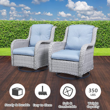 Outdoor 2PC PE Rattan Swivel Glider Chairs, NTC Series - Belord