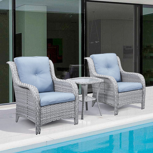 Save 50% - Outdoor PE Rattan Storage Side Table with Tempered Glass, NTC Series