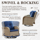 Patio Conversation Set 7-Piece with Loveseat, Swivel Glider Chairs, Patio Chairs, Coffee Table, and Side Table, NDS Series - Belord