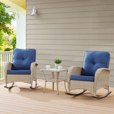 Wicker Rocking Chairs Set with Side Table, NDS Series - Belord
