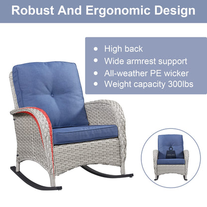 Wicker Rocking Chairs Set with Side Table, NDS Series