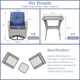 Swivel Glider Chairs Set with Side Table, NDS Series - Belord