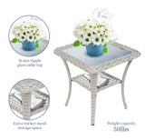 Wicker Rocking Chairs Set with Side Table, NDS Series - Belord
