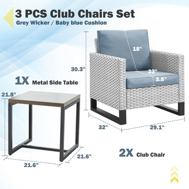 Patio Chairs Set with Side Table, GRS Series - Belord