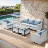 Patio Conversation Set 6-Piece with Sofa, Swivel Glider Chairs, Coffee Table, and Ottoman, GRS Series - Belord