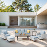 Patio Conversation Set 7-Piece with Sofa, Swivel Glider Chairs, Coffee Table, Side Table, and Ottoman, GRS Series - Belord