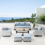 Patio Conversation Set 6-Piece with Sofa, Patio Chairs, Coffee Table, and Ottoman, GRS Series - Belord