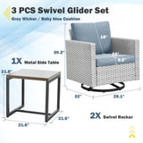Swivel Glider Chairs Set with Side Table, GRS Series - Belord