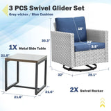 Swivel Glider Chairs Set with Side Table, GRS Series - Belord